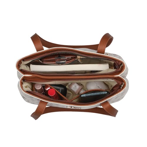 Lavie Women's Mono LL Nicole 2C Satchel Handbag for Women | Satchel Bag for Work | Ladies purse | Stylish Shoulder Bag | Gift For Women, Off White