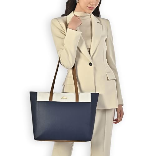 Lavie Women's Eliana Colourblock Tote Bag for Women | Tote Handbag for Work | Ladies purse | Stylish Shoulder Bag | Gift for Women, Navy