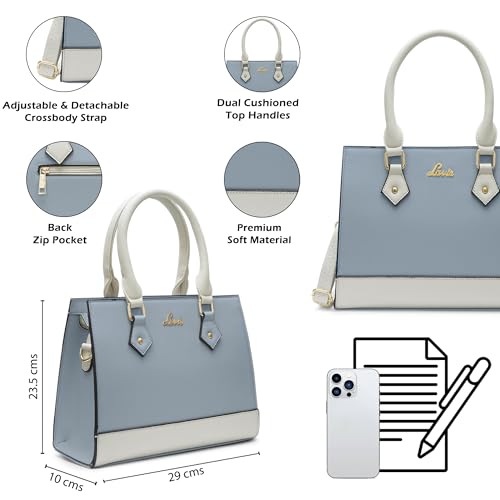 Lavie Women's Pastel Natalie Satchel Bag | Satchel Handbag for Work | Ladies purse | Stylish Shoulder Bag | Gift for Women, P Blue, M
