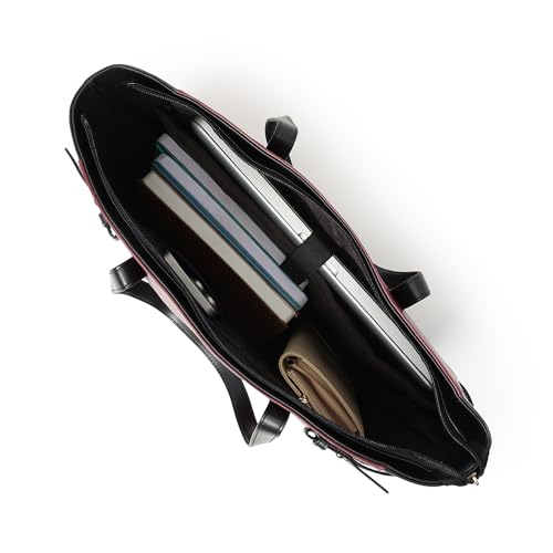 Fastrack Cherry Powermode Laptop Tote For Women | Cherry & Black Faux Leather Bag | Fits Upto 15" Laptop | Ladies Tote Bag with Zipper Closure & Utility Pockets