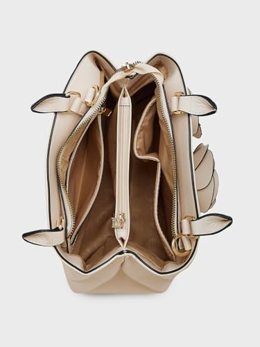 Caprese Bloom Satchel Small Bag for Women with Adjustable & Detachable Strap|Versatile Shoulder, Crossbody & Handheld Bag for Work, Travel, and Everyday Use, Spacious with Multiple Compartments, Off