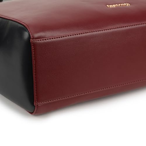 Fastrack Cherry Powermode Laptop Tote For Women | Cherry & Black Faux Leather Bag | Fits Upto 15" Laptop | Ladies Tote Bag with Zipper Closure & Utility Pockets