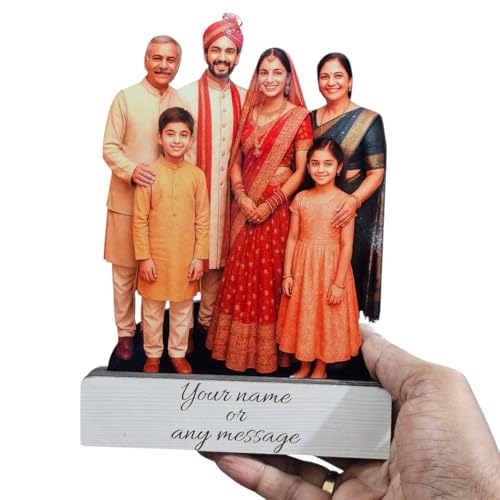 LACUM Personalized Wooden Cutout Photo Frame – Customized Picture Display with Name or Message – Unique Gift for Special Occasions (Family)