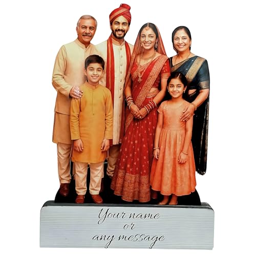 LACUM Personalized Wooden Cutout Photo Frame – Customized Picture Display with Name or Message – Unique Gift for Special Occasions (Family)
