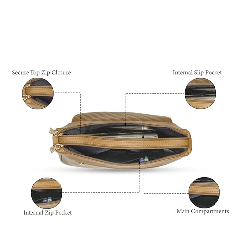 Caprese Jessica Hobo Medium Bag for Women Shoulder Bag with Adjustable Strap|Back Zip|Trendy New Shape, Spacious Design, Ideal for Office, Daily Use, and Travel, Brown, M