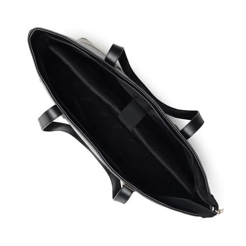 Fastrack Hustle Laptop Bag | Faux-Leather Tote Bag for Men & Women | 15-Inch Laptop Compatible | Black Bag with Gold Hardware & Double Handle | Zip Closure & Multiple Pockets for Organized Storage