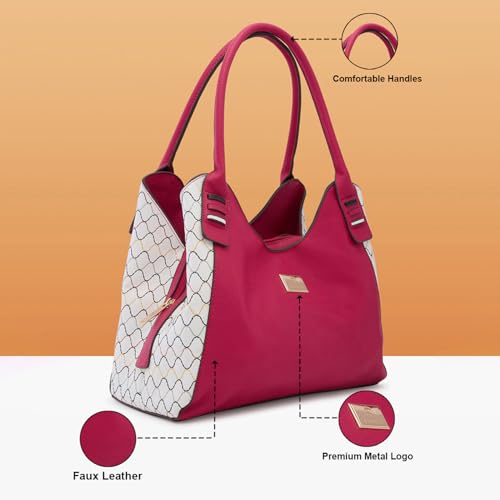 Caprese Shane Hobo Bag, Medium | Stylish Shoulder Bag for Women With Shoulder Strap, Back Zip & Secure Zip Closure | Ideal for Office, Daily Use & Travel, Magenta, M