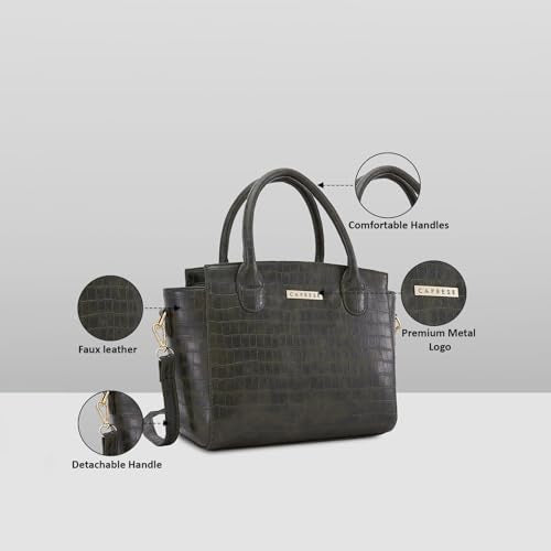 Caprese Cristina Satchel Medium Green Bag with Adjustable & Detachable Strap - Versatile Shoulder, Crossbody & Handheld Bag for Work, Travel, and Everyday Use - Spacious with Multiple Compartments