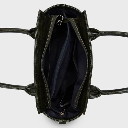 Caprese Cristina Satchel Medium Green Bag with Adjustable & Detachable Strap - Versatile Shoulder, Crossbody & Handheld Bag for Work, Travel, and Everyday Use - Spacious with Multiple Compartments