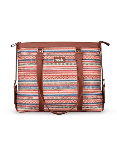 ZOUK OUK Women's Office Bag With External Pocket and Double Handles Shoulder Strap |, Bhuj Rabari, L