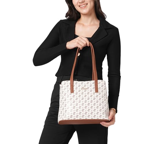 Lavie Women's Mono LL Nicole 2C Satchel Handbag for Women | Satchel Bag for Work | Ladies purse | Stylish Shoulder Bag | Gift For Women, Off White