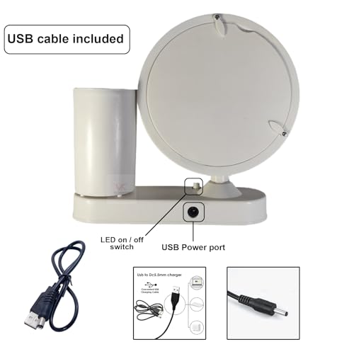 Customized Round LED Magic Mirror Photo Frame with Pen Stand – Personalized LED Light Picture Frame for Desk, Gifts for Couples, Anniversary, Wedding, Birthday (warm white Light Round Shaped)