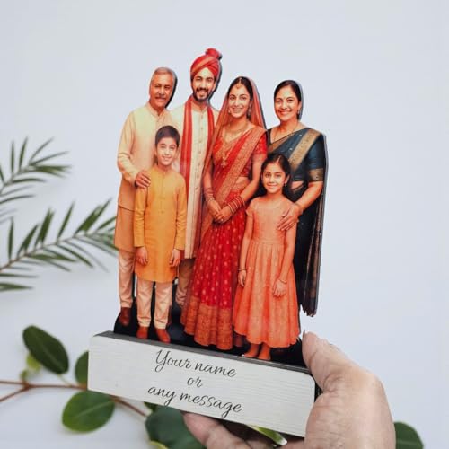 LACUM Personalized Wooden Cutout Photo Frame – Customized Picture Display with Name or Message – Unique Gift for Special Occasions (Family)