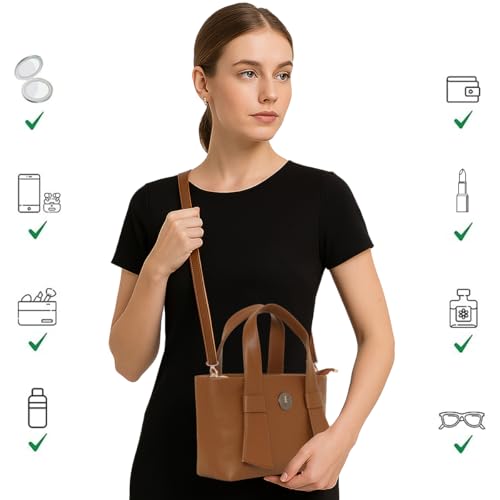 ESBEDA Classic Mini Handbag For Womens| Ladies Purse | Stylish Handbag | Gift Bag For Women, Tan, S