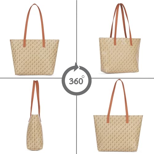 Lavie Women’s Mono LL Adele Tote Bag for Women | Tote Handbag for Work | Ladies purse | Stylish Shoulder Bag | Gift for Women, Taupe