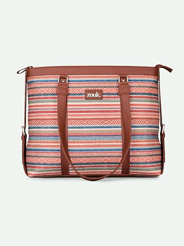 ZOUK OUK Women's Office Bag With External Pocket and Double Handles Shoulder Strap |, Bhuj Rabari, L