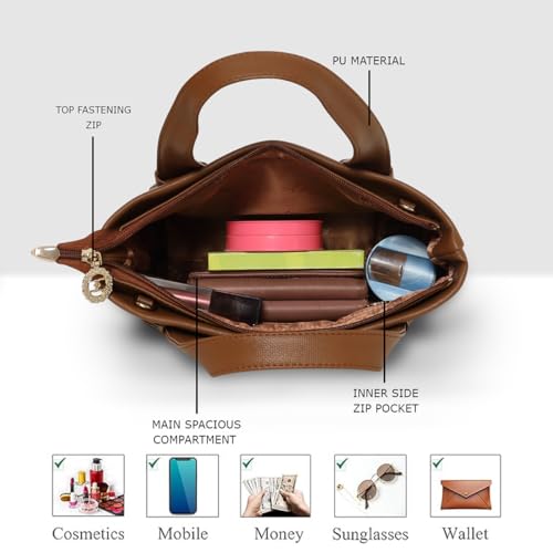 ESBEDA Classic Mini Handbag For Womens| Ladies Purse | Stylish Handbag | Gift Bag For Women, Tan, S