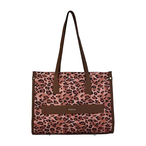 ENSAC Women’s Pink Leopard Print Tote Bag, Stylish Large Shoulder Bag for Office, College, Travel & Shopping