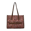 ENSAC Women’s Pink Leopard Print Tote Bag, Stylish Large Shoulder Bag for Office, College, Travel & Shopping