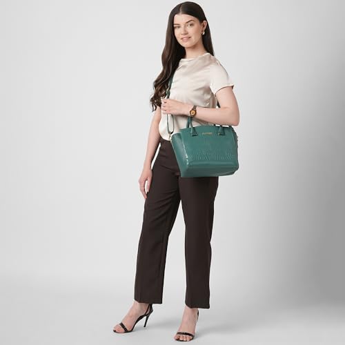 Caprese Suzie Satchel Medium Bag for Women with Adjustable & Detachable Strap, Multiple Compartments & Zip Closure | Versatile Shoulder,Crossbody & Hand Bag for Work, Travel & Everyday Use, Teal Blue