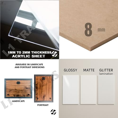 L1 Traders Customized Photo Frame Gift - Upload Photo | Select Lamination Finish (Glossy/Matte/Glitter/Acrylic Sheet) | Strong And Durable (Multicolor, 6x8)