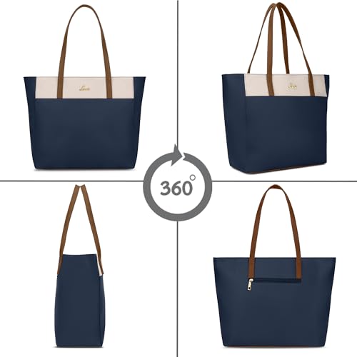 Lavie Women's Eliana Colourblock Tote Bag for Women | Tote Handbag for Work | Ladies purse | Stylish Shoulder Bag | Gift for Women, Navy