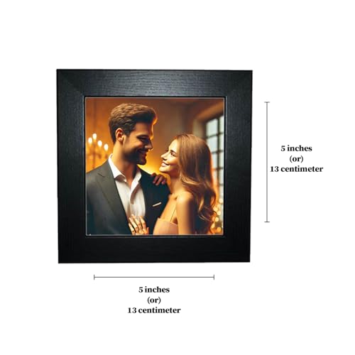 Customized Table Top Photo frame with Your Photo | Personalized Square Photo Frame | Table Top Mini Frame Home Decor - 5x5 Inches, Square