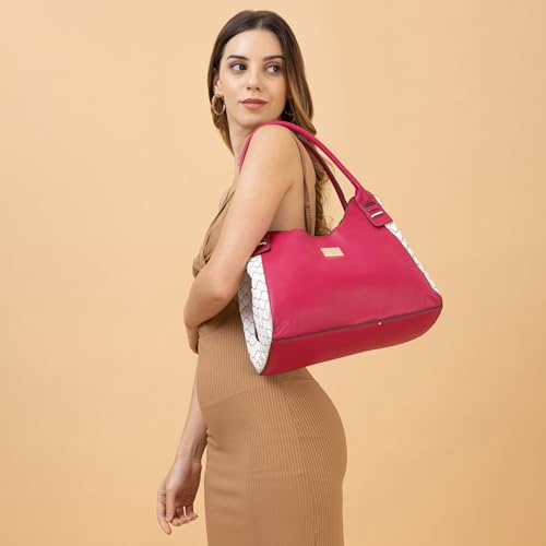 Caprese Shane Hobo Bag, Medium | Stylish Shoulder Bag for Women With Shoulder Strap, Back Zip & Secure Zip Closure | Ideal for Office, Daily Use & Travel, Magenta, M
