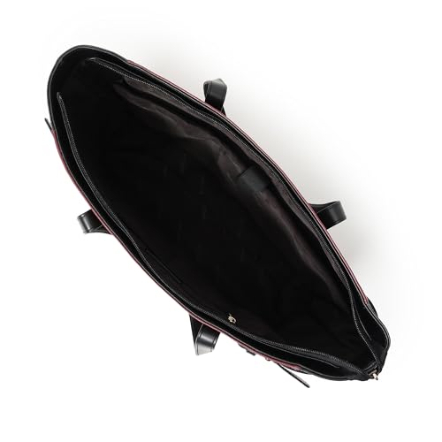Fastrack Cherry Powermode Laptop Tote For Women | Cherry & Black Faux Leather Bag | Fits Upto 15" Laptop | Ladies Tote Bag with Zipper Closure & Utility Pockets