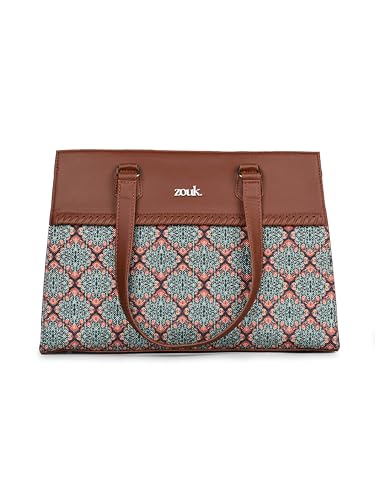 ZOUK Statement Business Bag | Jute | Vegan Leather Handcrafted Shoulder Bag Ideal For Office Use, Kolkata Nouveau, L