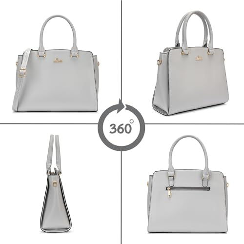 Lavie Women's Ushawu Medium Satchel Bag for Women | Satchel Handbag for Work | Ladies purse | Stylish Shoulder Bag | Gift for Women, Lt Grey, M