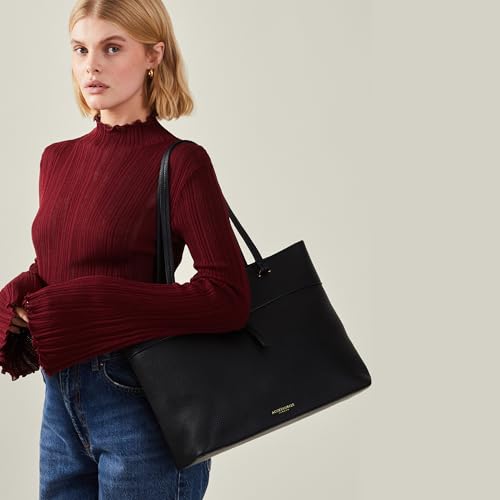 Accessorize London Women's Large Faux Leather Tote Bag I Womens Bag| hand bags for women stylish, Black, M