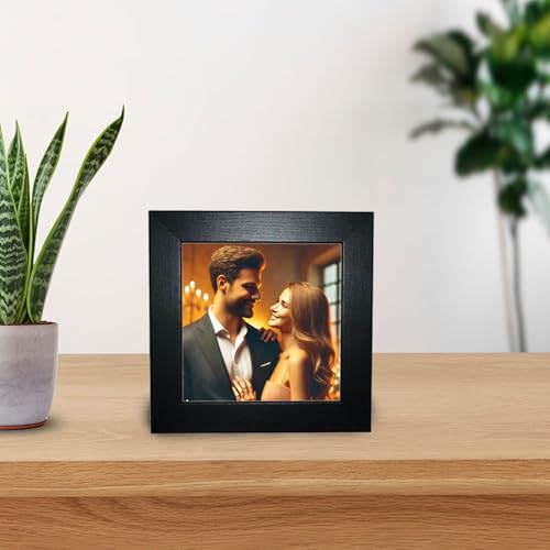 Customized Table Top Photo frame with Your Photo | Personalized Square Photo Frame | Table Top Mini Frame Home Decor - 5x5 Inches, Square