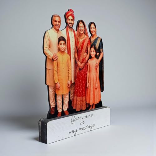 LACUM Personalized Wooden Cutout Photo Frame – Customized Picture Display with Name or Message – Unique Gift for Special Occasions (Family)
