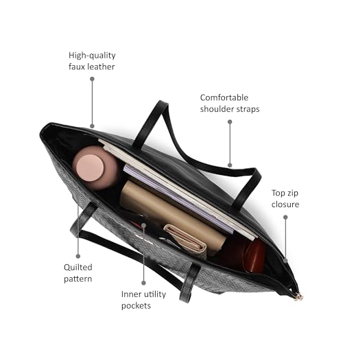 Fastrack Textured Oversized Structured Tote Bag For Women, Girls and Ladies |Comes with a Removable Small Pouch | Made of Premium PU Material | Totes for Casual Carry