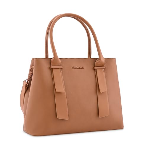 Fastrack Switch-It-Up Satchel | Faux-Leather Women Handbags | Comes with a Key-Leash| Ladies Purse Handbag | Satchel for Casual Carry, Tan, L