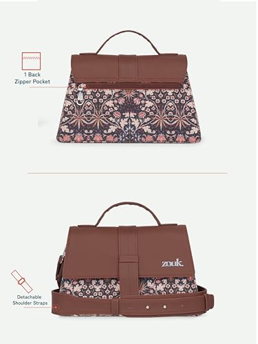 ZOUK Kriti Sanon Collection - Iconic Evening Satchel | Vegan Leather Handbag for Women | Stylish, Lightweight & Spacious, Kashmir Blooms, M