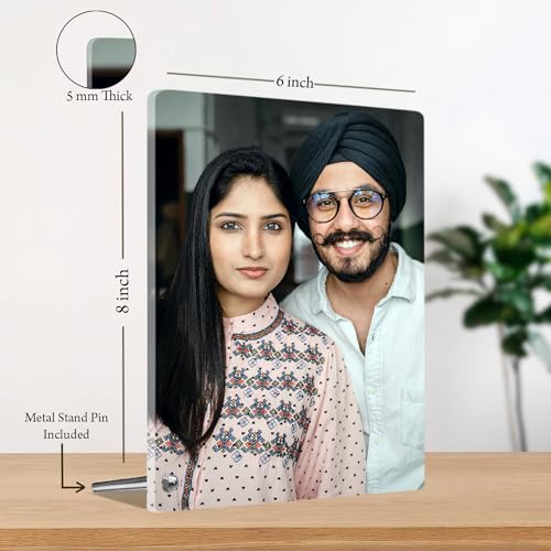 MITZVAH Customised Photo Frame Personalized Text with Stand|Table Top Photo Frames|Photo Frame Anniversary Gift Birthday|Photo Frame Customized|Acrylic Photo Print Personalized (VERTICAL 6X8 Inches)