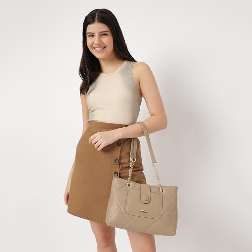 Fastrack Structured Quilted Tote Bag for Women, Girls and Ladies | Made of Premium PU Material | Tote for Casual Carry | Totes for Office and Daily Use