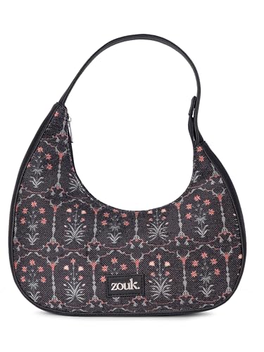 ZOUK Small Shoulder Bag | Vegan Leather Evening Bag for Women with Shoulder Strap, Zip Closure & Water-Resistant Lining | Stylish Handcrafted Purse |, Taj Guldasta, M