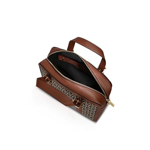 Accessorize London Women's Colorblock Dorota Monogram Satchel Bag I Womens Bag| hand bags for women stylish, Black, M