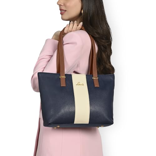 Lavie Women's Kara Colourblock Tote Bag for Women | Tote Handbag for Work | Ladies purse | Stylish Shoulder Bag | Gift for Women, Navy