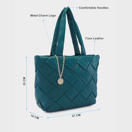 Caprese Merlin Tote Bag, Large-Bottle Green | Stylish Handbag for Women | Spacious, Versatile Office & Daily Essentials Tote | Top Zip Closure