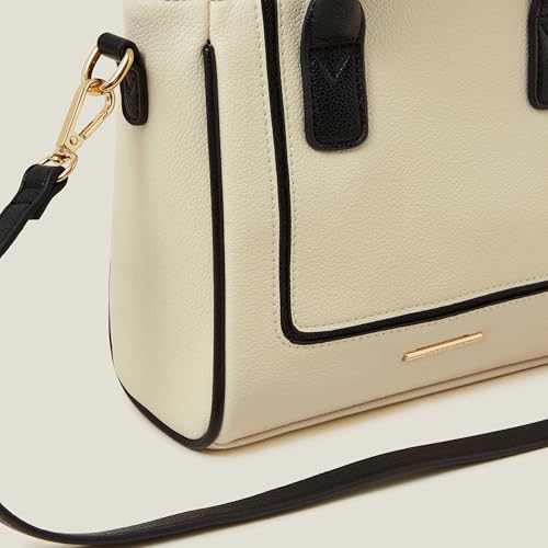 Accessorize London Women's Cream Two-Tone Faux Leather Handbag I Womens Bag| hand bags for women stylish, Cream, M