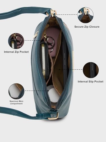 Caprese Ember Sling Medium (E) Green Bag for Women|Adjustable Strap for Comfortable Wear|Versatile Handbag for Everyday Use, Travel, and Special Occasions, Green, M, Western