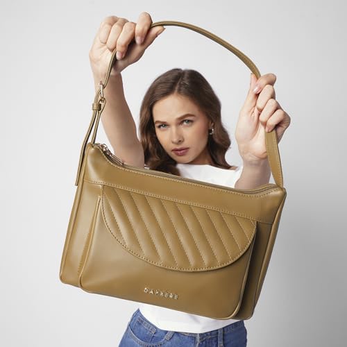 Caprese Jessica Hobo Medium Bag for Women Shoulder Bag with Adjustable Strap|Back Zip|Trendy New Shape, Spacious Design, Ideal for Office, Daily Use, and Travel, Brown, M