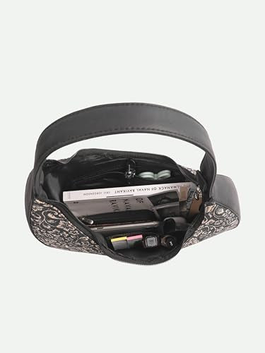 ZOUK Small Shoulder Bag | Vegan Leather Evening Bag for Women with Shoulder Strap, Zip Closure & Water-Resistant Lining | Stylish Handcrafted Purse |, Taj Guldasta, M