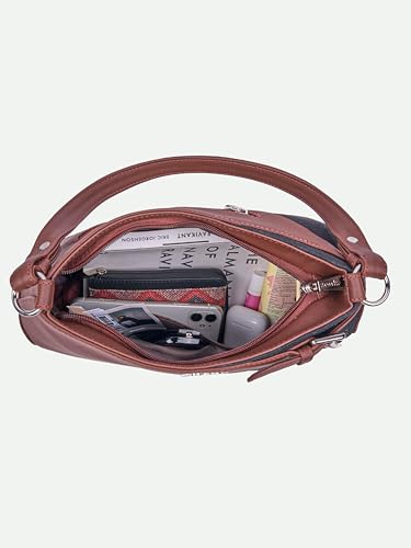 ZOUK Ira Handbag | Stylish Women's Handbag | Luxury Shoulder Bag for Women | Trendy | Fancy Ladies Handbags | Small Purse for Events | Water-Resistant | WavBeach, Qutub Stripes, M