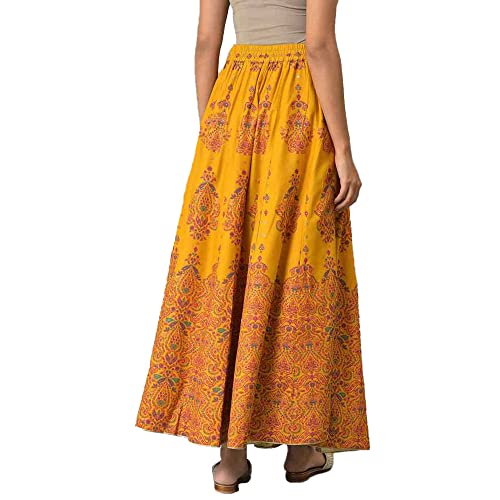 W for Woman Strechable Long Skirts for Women, Dark Yellow, Large