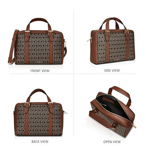 Accessorize London Women's Colorblock Dorota Monogram Satchel Bag I Womens Bag| hand bags for women stylish, Black, M